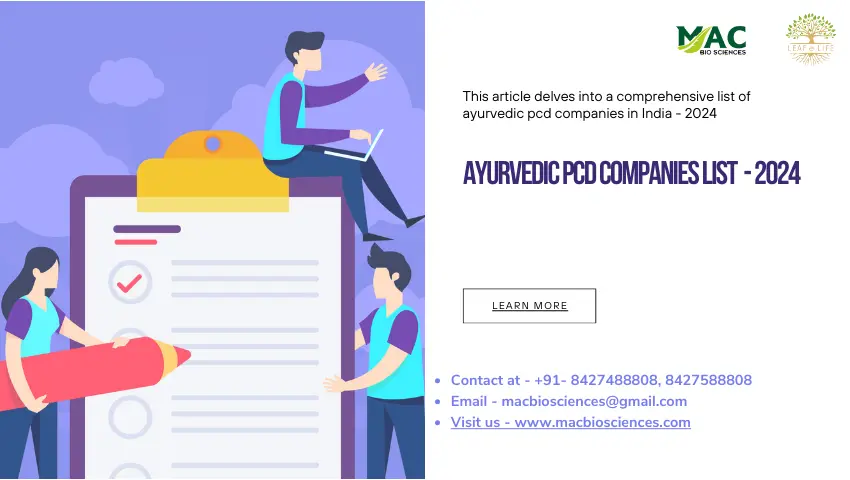 top ayurvedic pcd companies list